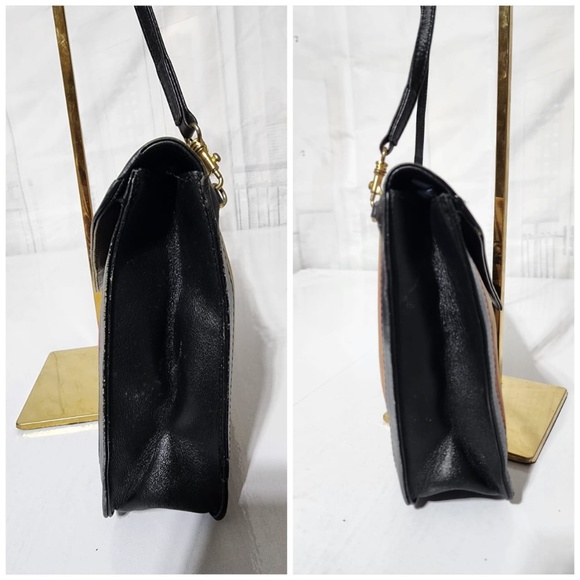 Authentic Burberry Vintage Haymarket Check Canvas Envelope Clutch Bag Black/Beig - Picture 4 of 13